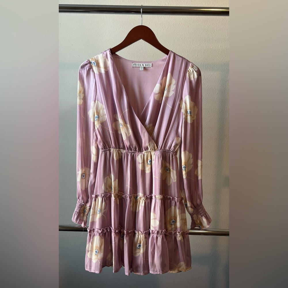 Allison & Kelly Pink Floral V-Neck Dress